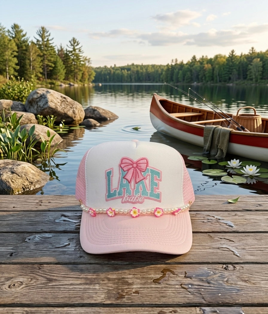 Lake Babe Trucker Hat with hat chain