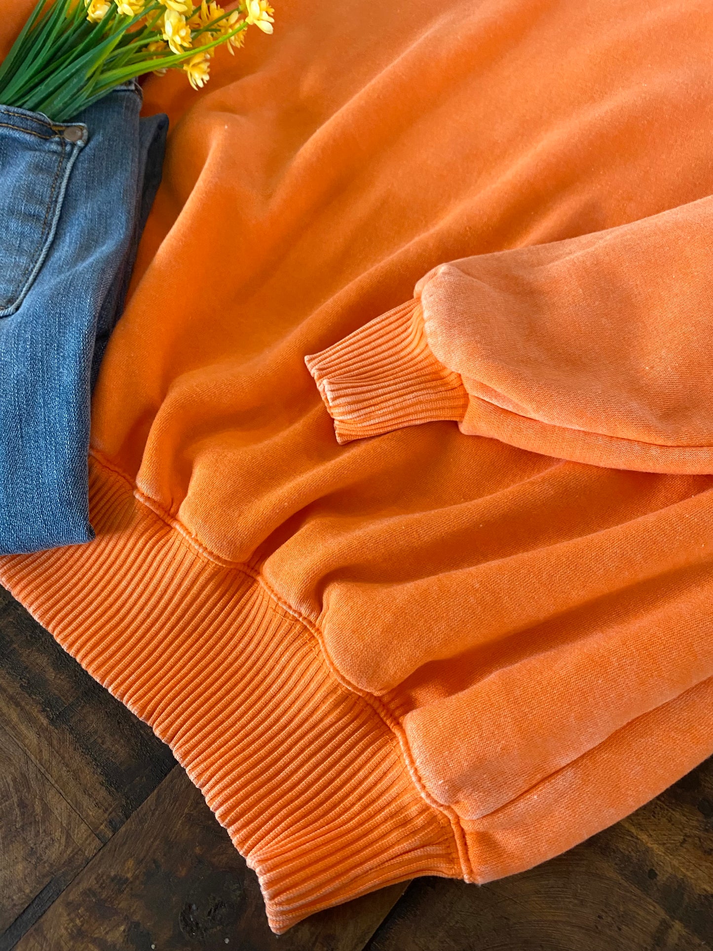 Acid Wash Clementine Pullover