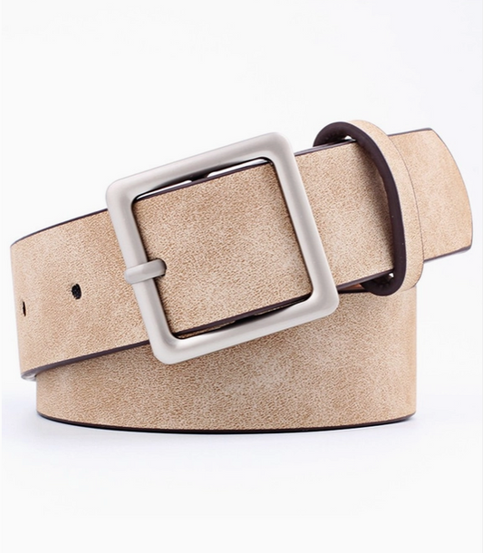 Leatherette Square Buckle Belt