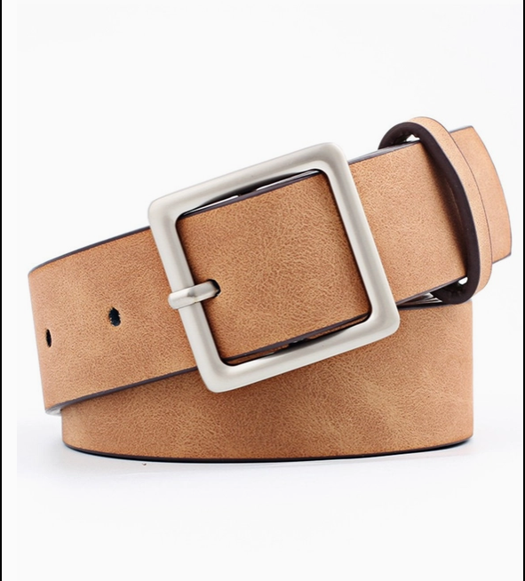 Leatherette Square Buckle Belt