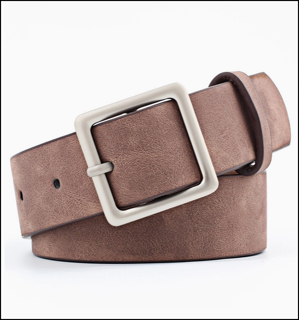 Leatherette Square Buckle Belt