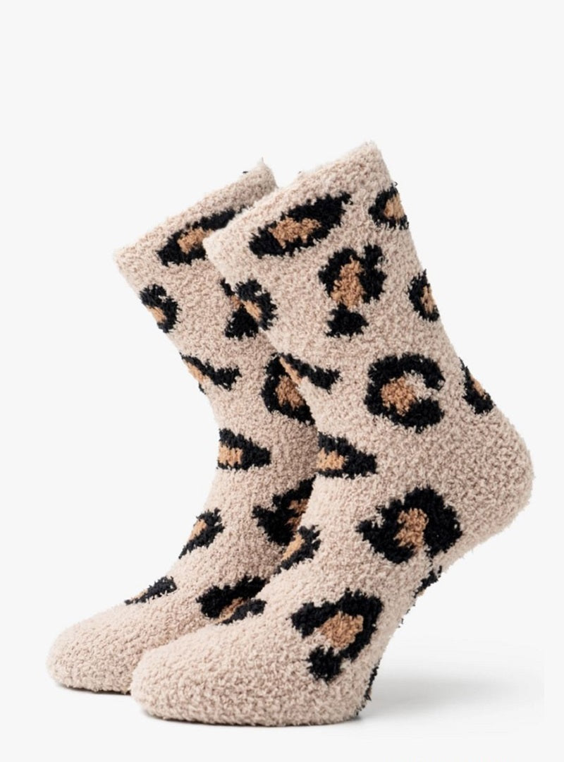 Leopard Fleece Plush Socks