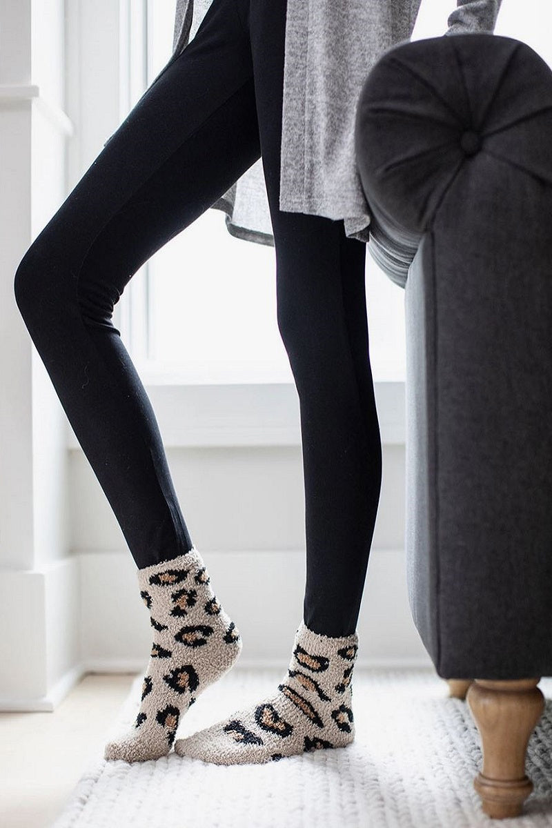 Leopard Fleece Plush Socks