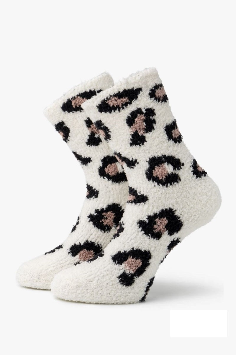 Leopard Fleece Plush Socks