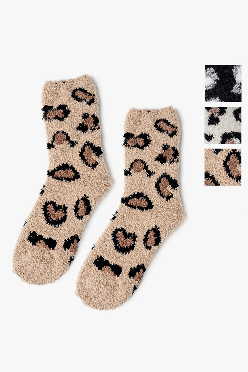 Leopard Fleece Plush Socks