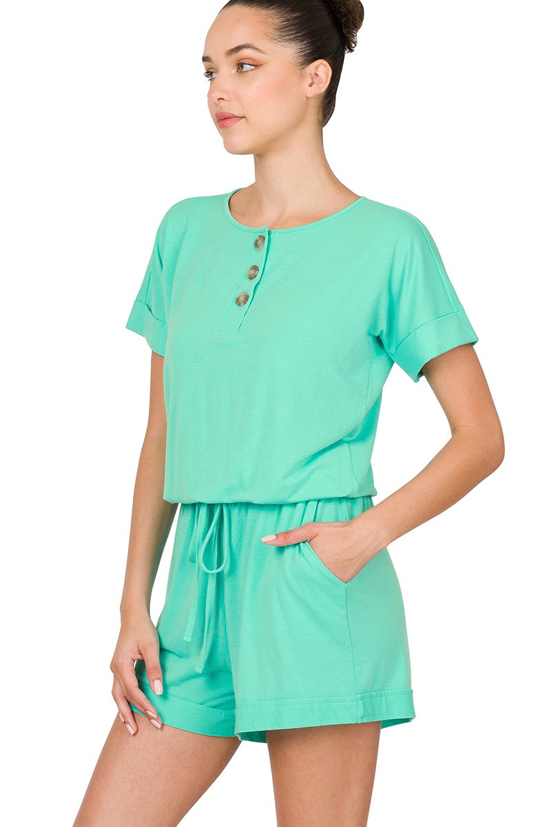 Short Sleeve Mint Romper